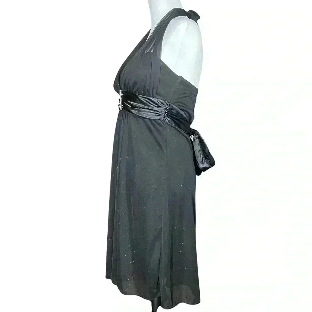 Vintage Y2K Black Halter Hoco Cocktail Dress. Whimsigoth Fairy Sparkle. Small. - Picture 4 of 8